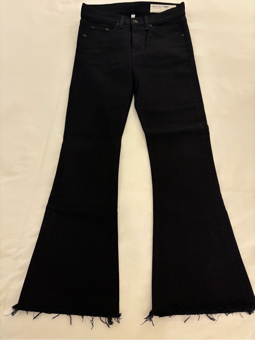 rag & bone/JEAN 10” Crop Flare Jeans, Black Coal 25